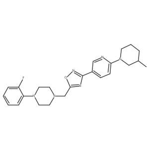 1-(2-Fluorophenyl)-4-({3-[6-(3-methylpiperidin-1-yl)pyridin-3-yl]-1,2,4-oxadiazol-5-yl}methyl)piperazine结构式