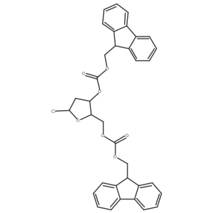 ((2R,3S)-3-((((9H-Fluoren-9-yl)methoxy)carbonyl)oxy)-5-chlorotetrahydrofuran-2-yl)methyl ((9H-fluoren-9-yl)methyl) carbonate结构式