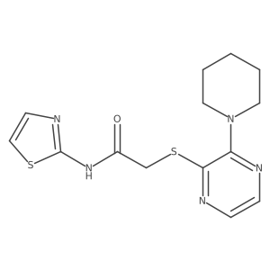 2-((3-(piperidin-1-yl)pyrazin-2-yl)thio)-N-(thiazol-2-yl)acetamide结构式