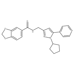 N-((1-cyclopentyl-5-(pyridin-4-yl)-1H-pyrazol-3-yl)methyl)benzo[d][1,3]dioxole-5-carboxamide Structure