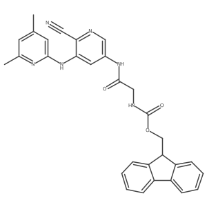 9H-fluoren-9-ylmethyl [2-({6-cyano-5-[(4,6-dimethylpyridin-2-yl)amino]pyridin-3-yl}amino)-2-oxoethyl]carbamate Structure
