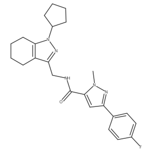 N-((1-cyclopentyl-4,5,6,7-tetrahydro-1H-indazol-3-yl)methyl)-3-(4-fluorophenyl)-1-methyl-1H-pyrazole-5-carboxamide结构式
