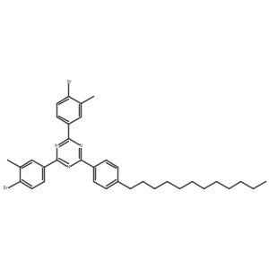 2,4-Bis(4-bromo-3-methylphenyl)-6-(4-dodecylphenyl)-1,3,5-triazine结构式