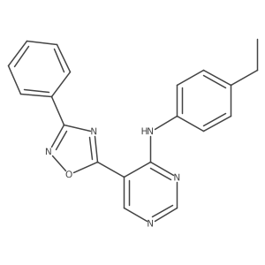 N-(4-ethylphenyl)-5-(3-phenyl-1,2,4-oxadiazol-5-yl)pyrimidin-4-amine结构式