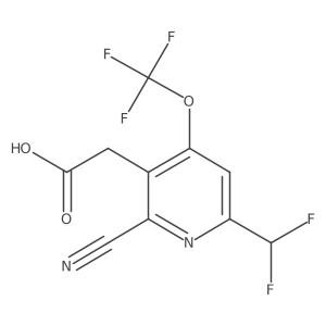 2-(2-Cyano-6-(difluoromethyl)-4-(trifluoromethoxy)pyridin-3-yl)acetic acid Structure