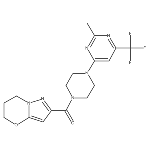 (6,7-dihydro-5H-pyrazolo[5,1-b][1,3]oxazin-2-yl)(4-(2-methyl-6-(trifluoromethyl)pyrimidin-4-yl)piperazin-1-yl)methanone结构式