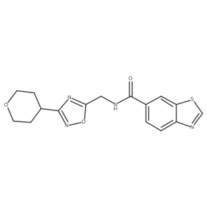 N-((3-(tetrahydro-2H-pyran-4-yl)-1,2,4-oxadiazol-5-yl)methyl)benzo[d]thiazole-6-carboxamide Structure