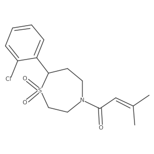 1-(7-(2-Chlorophenyl)-1,1-dioxido-1,4-thiazepan-4-yl)-3-methylbut-2-en-1-one Structure