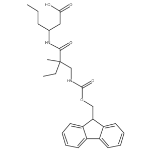 (3R)-3-{2-[({[(9H-fluoren-9-yl)methoxy]carbonyl}amino)methyl]-2-methylbutanamido}hexanoic acid Structure