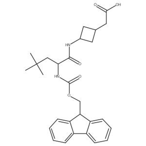 2-{3-[2-({[(9H-fluoren-9-yl)methoxy]carbonyl}amino)-4,4-dimethylpentanamido]cyclobutyl}acetic acid结构式