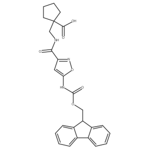 1-({[5-({[(9H-fluoren-9-yl)methoxy]carbonyl}amino)-1,2-oxazol-3-yl]formamido}methyl)cyclopentane-1-carboxylic acid结构式