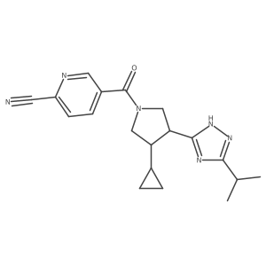 5-[(3R,4R)-3-Cyclopropyl-4-(3-propan-2-yl-1H-1,2,4-triazol-5-yl)pyrrolidine-1-carbonyl]pyridine-2-carbonitrile结构式