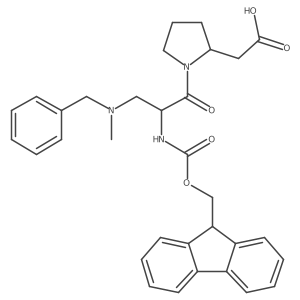 2-[(2R)-1-{3-[benzyl(methyl)amino]-2-({[(9H-fluoren-9-yl)methoxy]carbonyl}amino)propanoyl}pyrrolidin-2-yl]acetic acid Structure