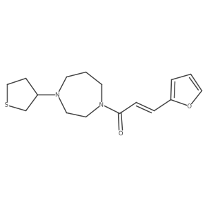 (E)-3-(furan-2-yl)-1-(4-(tetrahydrothiophen-3-yl)-1,4-diazepan-1-yl)prop-2-en-1-one结构式