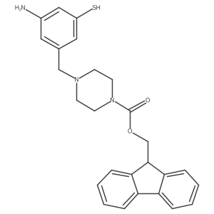 (9H-fluoren-9-yl)methyl 4-[(3-amino-5-sulfanylphenyl)methyl]piperazine-1-carboxylate结构式
