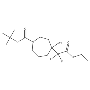 Tert-butyl 4-(2-ethoxy-1,1-difluoro-2-oxoethyl)-4-hydroxyazepane-1-carboxylate结构式