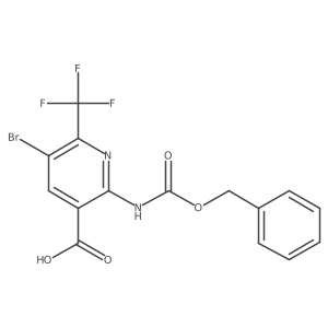 2-{[(Benzyloxy)carbonyl]amino}-5-bromo-6-(trifluoromethyl)pyridine-3-carboxylic acid结构式