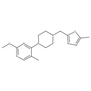 5-Methyl-4-{4-[(5-methyl-1,3,4-oxadiazol-2-yl)methyl]piperazin-1-yl}-2-(methylsulfanyl)pyrimidine结构式