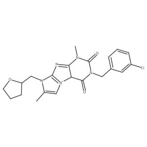 2-[(3-chlorophenyl)methyl]-4,7-dimethyl-6-(oxolan-2-ylmethyl)-9aH-purino[7,8-a]imidazol-9-ium-1,3-dione结构式