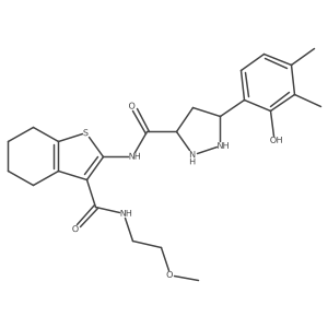 5-(2-hydroxy-3,4-dimethylphenyl)-N-[3-(2-methoxyethylcarbamoyl)-4,5,6,7-tetrahydro-1-benzothiophen-2-yl]pyrazolidine-3-carboxamide Structure