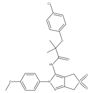 2-(4-chlorophenoxy)-N-(2-(4-methoxyphenyl)-5,5-dioxido-4,6-dihydro-2H-thieno[3,4-c]pyrazol-3-yl)-2-methylpropanamide结构式