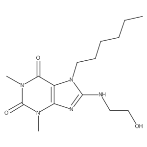 7-hexyl-8-((2-hydroxyethyl)amino)-1,3-dimethyl-1H-purine-2,6(3H,7H)-dione结构式
