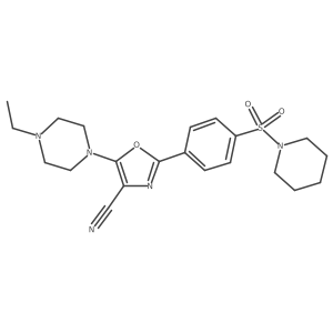 5-(4-Ethylpiperazin-1-yl)-2-(4-(piperidin-1-ylsulfonyl)phenyl)oxazole-4-carbonitrile结构式
