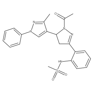 N-(2-{2-acetyl-3'-methyl-1'-phenyl-3,4-dihydro-1'H,2H-[3,4'-bipyrazole]-5-yl}phenyl)methanesulfonamide结构式