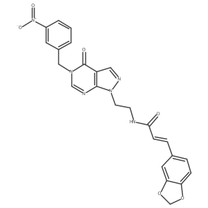 (Z)-3-(benzo[d][1,3]dioxol-5-yl)-N-(2-(5-(3-nitrobenzyl)-4-oxo-4,5-dihydro-1H-pyrazolo[3,4-d]pyrimidin-1-yl)ethyl)acrylamide结构式
