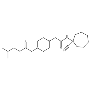 CC(C)CNC(=O)CN1CCN(CC(=O)NC2(C#N)CCCCCC2)CC1结构式