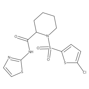 1-((5-chlorothiophen-2-yl)sulfonyl)-N-(thiazol-2-yl)piperidine-2-carboxamide结构式