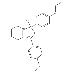 3-(4-Ethoxyphenyl)-3-hydroxy-1-(4-methoxyphenyl)-2,3,5,6,7,8-hexahydroimidazo[1,2-a]pyridin-1-ium bromide结构式
