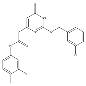 2-(2-((3-chlorobenzyl)thio)-6-oxo-1,6-dihydropyrimidin-4-yl)-N-(3-fluoro-4-methylphenyl)acetamide结构式
