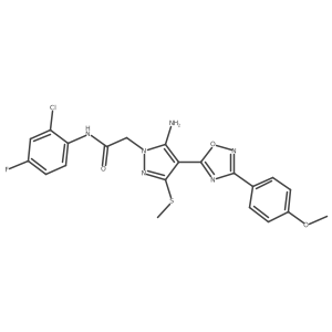 2-{5-amino-4-[3-(4-methoxyphenyl)-1,2,4-oxadiazol-5-yl]-3-(methylsulfanyl)-1H-pyrazol-1-yl}-N-(2-chloro-4-fluorophenyl)acetamide Structure