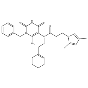 N-[6-Amino-1,2,3,4-tetrahydro-2,4-dioxo-1-(phenylmethyl)-5-pyrimidinyl]-N-[2-(1-cyclohexen-1-yl)ethyl]-3,5-dimethyl-1H-pyrazole-1-propanamide Structure