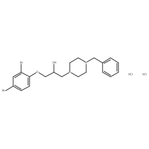1-(4-Benzylpiperazin-1-yl)-3-(2,4-dibromophenoxy)propan-2-ol dihydrochloride结构式