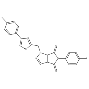 5-(4-fluorophenyl)-1-((3-(p-tolyl)-1,2,4-oxadiazol-5-yl)methyl)-1,6a-dihydropyrrolo[3,4-d][1,2,3]triazole-4,6(3aH,5H)-dione结构式