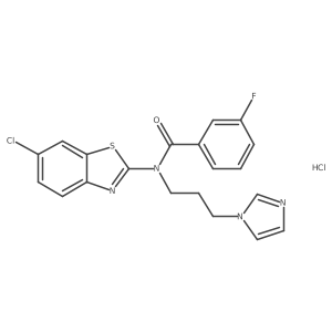 N-(3-(1H-imidazol-1-yl)propyl)-N-(6-chlorobenzo[d]thiazol-2-yl)-3-fluorobenzamide hydrochloride结构式