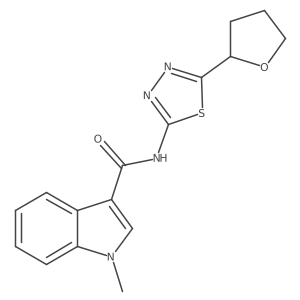 1-methyl-N-[(2E)-5-(tetrahydrofuran-2-yl)-1,3,4-thiadiazol-2(3H)-ylidene]-1H-indole-3-carboxamide Structure