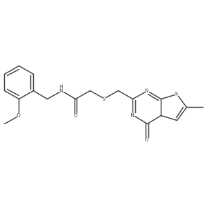 N-[(2-methoxyphenyl)methyl]-2-[(6-methyl-4-oxo-4aH-thieno[2,3-d]pyrimidin-2-yl)methylsulfanyl]acetamide结构式