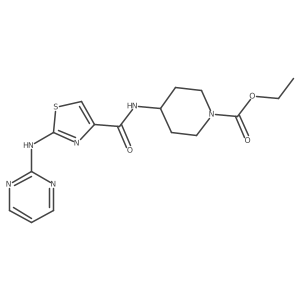 Ethyl 4-(2-(pyrimidin-2-ylamino)thiazole-4-carboxamido)piperidine-1-carboxylate结构式