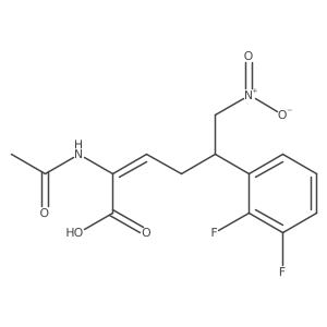 2-Hexenoic acid, 2-(acetylamino)-5-(2,3-difluorophenyl)-6-nitro-, (2Z,5S)- Structure