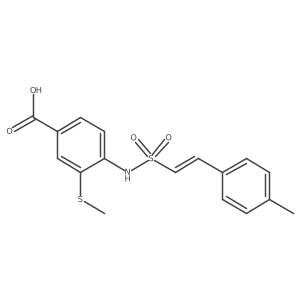 4-[[(E)-2-(4-methylphenyl)ethenyl]sulfonylamino]-3-methylsulfanylbenzoic acid结构式