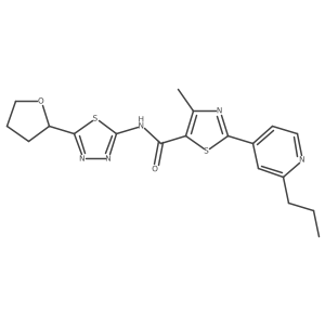 4-methyl-2-(2-propylpyridin-4-yl)-N-(5-(tetrahydrofuran-2-yl)-1,3,4-thiadiazol-2-yl)thiazole-5-carboxamide Structure