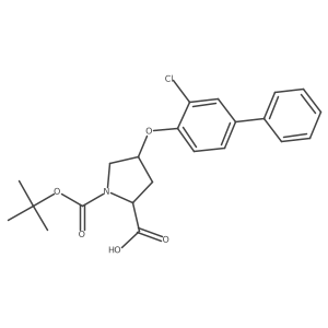 (2S,4S)-1-(tert-Butoxycarbonyl)-4-[(3-chloro[1,1'-biphenyl]-4-yl)oxy]-2-pyrrolidinecarboxylic acid结构式