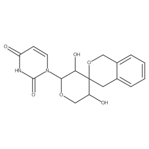 1-[(2a(2)R,3R,3a(2)R,5a(2)R)-1,2a(2),3a(2),4,5a(2),6a(2)-Hexahydro-3a(2),5a(2)-dihydroxyspiro[3H-2-benzopyran-3,4a(2)-[4H]pyran]-2a(2)-yl]-2,4(1H,3H)-pyrimidinedione结构式