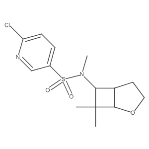 6-Chloro-N-(7,7-dimethyl-2-oxabicyclo[3.2.0]heptan-6-yl)-N-methylpyridine-3-sulfonamide结构式