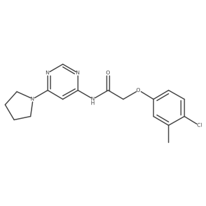 2-(4-chloro-3-methylphenoxy)-N-(6-(pyrrolidin-1-yl)pyrimidin-4-yl)acetamide结构式