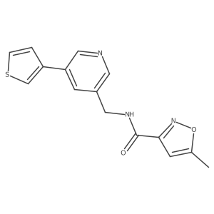 5-methyl-N-((5-(thiophen-3-yl)pyridin-3-yl)methyl)isoxazole-3-carboxamide结构式