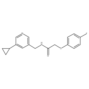 N-((5-cyclopropylpyridin-3-yl)methyl)-2-((4-fluorophenyl)thio)acetamide Structure